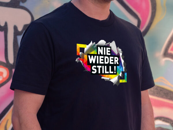"NIE WIEDER STILL" - Motto T-Shirt NBG PRIDE 2025 - SCHWARZ