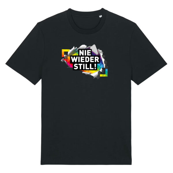 "NIE WIEDER STILL" - Motto T-Shirt NBG PRIDE 2025 - SCHWARZ – Bild 2