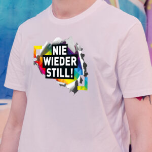"NIE WIEDER STILL" - Motto T-Shirt NBG PRIDE 2025 - WEISS